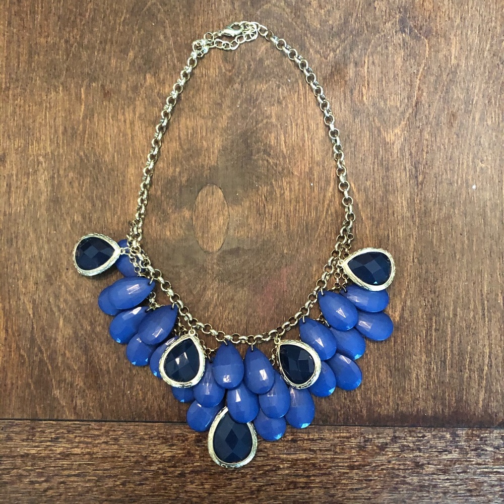 Blue and gold statement necklace